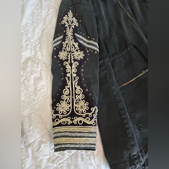 Free People Golden Quills Embellished Military Jacket - Picture 8 of 9